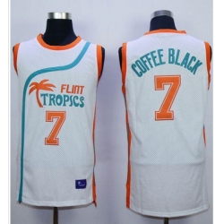 Flint Tropics #7 Coffee Black White Semi-Pro Movie Stitched Basketball Jersey