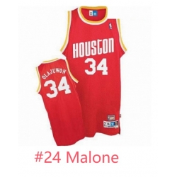 Men Mitchell and Ness Houston Rockets 24 Malone Red Throwback NBA Jersey