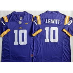Men LSU Tigers  10 Sam Leavitt Purple 2026 F U S E  Stitched Jersey
