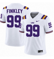 Men LUS Tigers 99 Finkley White Stitched NCAA Football Stitched Jersey
