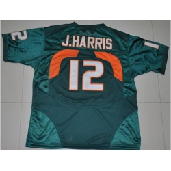 Hurricanes #12 Jacory Harris Green Stitched NCAA Jerseys