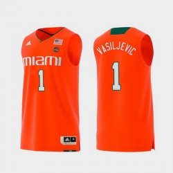 Men Miami Hurricanes Dejan Vasiljevic Orange Replica College Basketball Jersey