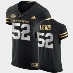 Men Miami Hurricanes Ray Lewis Golden Edition Black Authentic Jersey
