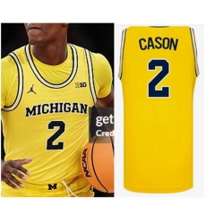 Men Michigan Wolverines L.J Cason Student Yellow NCAA Basketball Jersey