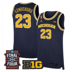 Men Michigan Wolverines Yaxel Lendeborg #23 Jordan Stitched Blue Jersey