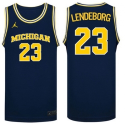 Men Michigan Wolverines Yaxel Lendeborg #23 Navy NCAA Basketball Jersey