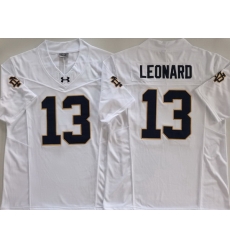 Men Notre Dame Fighting Irish #13 Riley Leonard White Stitched NCAA Jersey