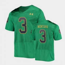 Men Notre Dame Fighting Irish Joe Montana College Football Green Replica Jersey