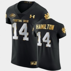 Men Notre Dame Fighting Irish Kyle Hamilton Golden Edition Black Authentic Jersey