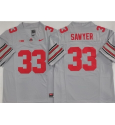 Men Ohio State Buckeyes #33 Jack Sawyer Gray Stitched NCAA Jersey Men Ohio State Buckeyes #33 Jack Sawyer Gray Stitched NCAA Jersey
