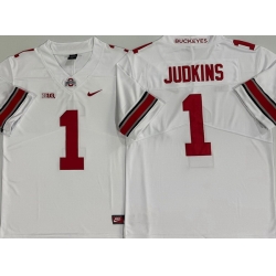 Men Ohio State Buckeyes White #1 Quinshon Judkins Jersey