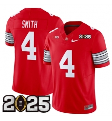 Men's Ohio State Buckeyes #4 Jeremiah Smith Red 2025 CFP Final Patch F.U.S.E. Vapor Limited Stitched Football Jersey