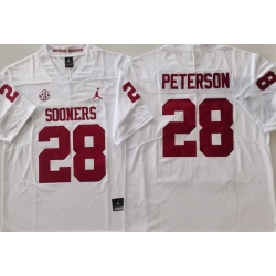 Men Oklahoma Sooners #28 Adrian Peterson White Stitched NCAA Jersey
