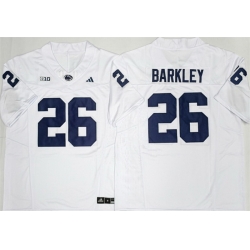 Men Penn State Nittany Lions  26 Saquon Barkley White F U S E  Stitched Jersey