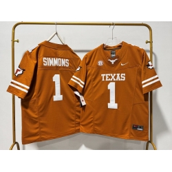 Men Texas Longhorns 1 Colin Simmons Orange F U S E Stitched Jersey