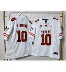 Men Texas Longhorns 10 Vince Young White F U S E Stitched Jersey