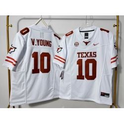 Men Texas Longhorns 10 Vince Young White F U S E Stitched Jersey