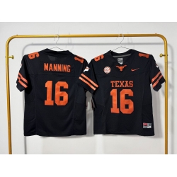 Men Texas Longhorns 16 Arch Manning Black F U S E Stitched Jersey