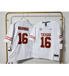 Men Texas Longhorns 16 Arch Manning White F U S E Stitched Jersey