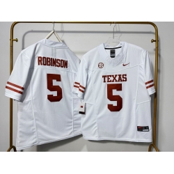 Men Texas Longhorns 5 Bijan Robinson White F U S E Stitched Jersey