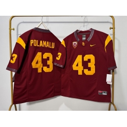 Men USC Trojans 43 Troy Polamalu Red F U S E Stitched Jersey