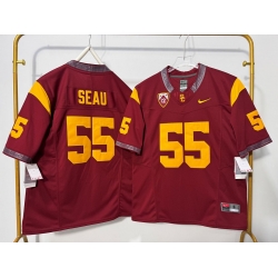 Men USC Trojans 55 Junior Seau Red F U S E Stitched Jersey