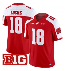 Men Youth Wisconsin Badgers 18 Braedyn Locke Red Alternate 2024 Vapor Limited Jersey All Stitched