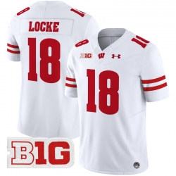 Men Youth Wisconsin Badgers 18 Braedyn Locke White 2024 Vapor Limited Jersey All Stitched