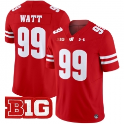 Men Youth Wisconsin Badgers 99 J J Watt Red 2024 Vapor Limited Jersey All Stitched