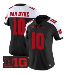 Women Wisconsin Badgers 10 Tyler Van Dyke Black Alternate 2024 Vapor Limited Jersey All Stitched Women Wisconsin Badgers 10 Tyler Van Dyke Black Alternate 2024 Vapor Limited Jersey All Stitched