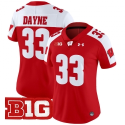 Women Wisconsin Badgers 33 Ron Dayne Red Alternate 2024 Vapor Limited Jersey All Stitched
