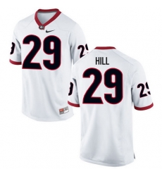 Men Georgia Bulldogs #29 Tim Hill College Football Jerseys-White