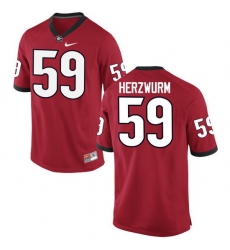 Men Georgia Bulldogs #59 Matthew Herzwurm College Football Jerseys-Red