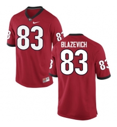 Men Georgia Bulldogs #83 Jeb Blazevich College Football Jerseys-Red