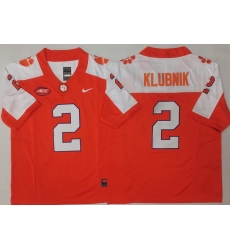 Men Clemson Tigers Orange White #2 Cade Klubnik Stitched F U S E NCAA Jersey