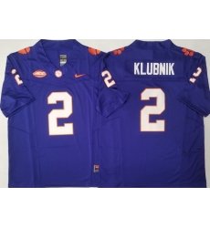 Men Clemson Tigers Purple #2 Cade Klubnik Stitched F U S E NCAA Jersey