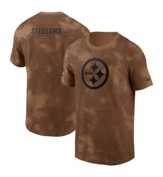 Men Pittsburgh Steelers 2023 Brown Salute To Service Sideline T Shirt