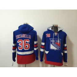 Men New York Rangers 36 Mats Zuccarello Royal All Stitched Hooded Sweatshirt