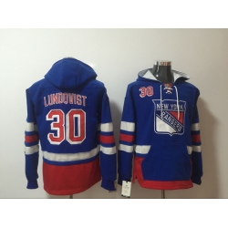 Men New York Rangers Henrik Lundqvist 30 Blue Stitched NHL Hoodie II