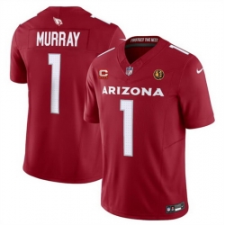 Men Arizona Cardinals 1 Kyler Murray Red 2023 F U S E  With 4 Star C Patch And John Madden Patch Vapor Limited Stitched Football Jersey