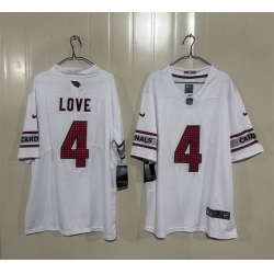 Men Arizona Cardinals  4 Jeremiyah Love White 2026 Draft Vapor Untouchable Limited Stitched Jersey