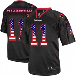 Men Nike Arizona Cardinals 11 Larry Fitzgerald Elite Black USA Flag Fashion NFL Jersey