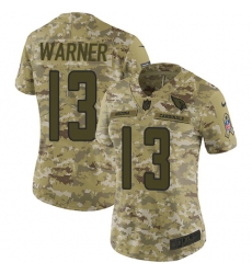 Nike Cardinals #13 Kurt Warner Camo Women Stitched NFL Limited 2018 Salute to Service Jersey