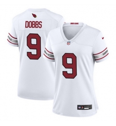 Women Arizona Cardinals 9 Joshua Dobbs White 2023 Stitched Jersey  Run Small