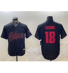 Men Atlanta Falcons 18 Kirk Cousins Black With Patch Cool Base Stitched Baseball Jersey