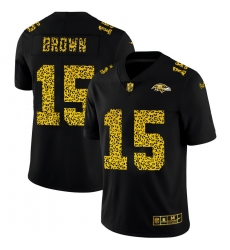 Baltimore Ravens 15 Marquise Brown Men Nike Leopard Print Fashion Vapor Limited NFL Jersey Black