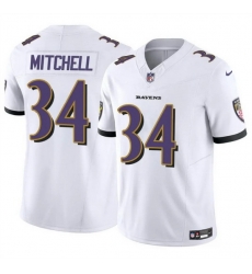 Men Baltimore Ravens 34 Keaton Mitchell White 2025 F U S E  Vapor Limited Football Jersey
