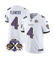 Men Baltimore Ravens 4 Zay Flowers White 2023 F U S E With Patch Throwback Vapor Limited Jersey