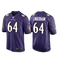 Men Baltimore Ravens 64 Tyler Linderbaum Purple Game Jersey