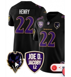 Men Baltimore Ravens Henry #22  Black Joe D. Jacoby 12 Patch Jersey